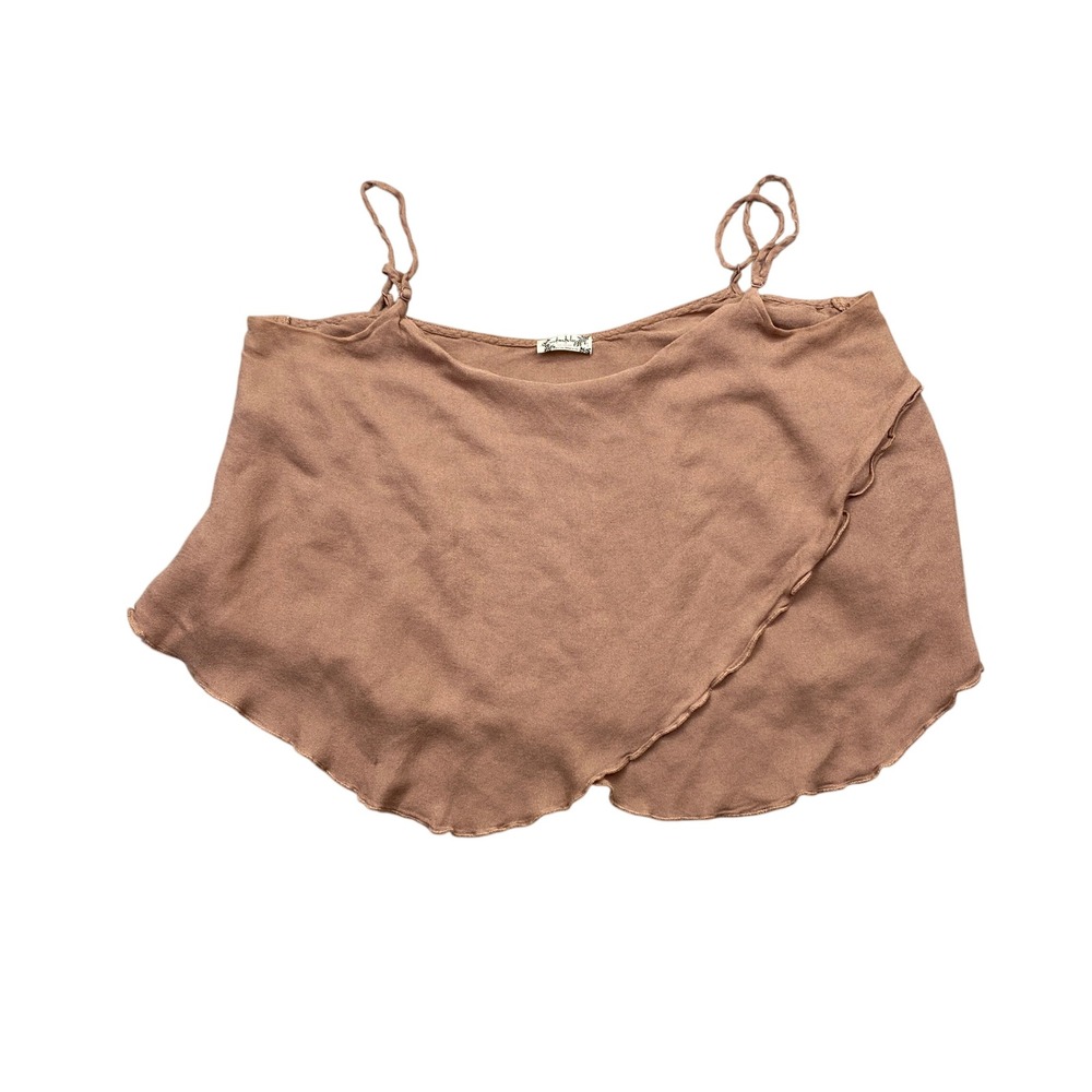 Intimately Free People Mauve Rayon Wrap Crop Cami Ruffle Lettuce Hem Small SP